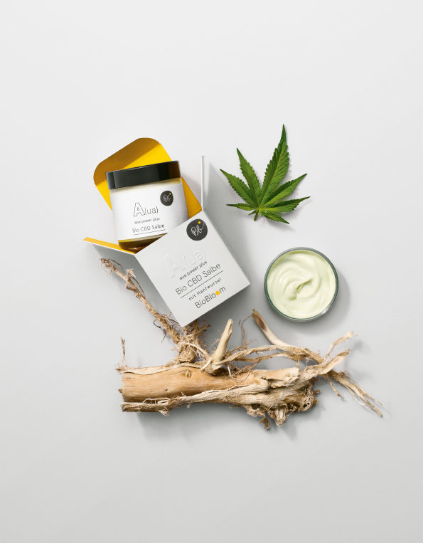 Bio CBD Salbe aua power plus inszeniert